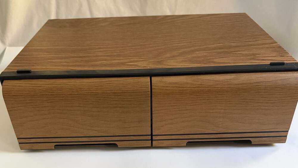 Vintage VHS Tape Storage Case 18 Capacity Woodgrain 2 Drawer Organizer Rack